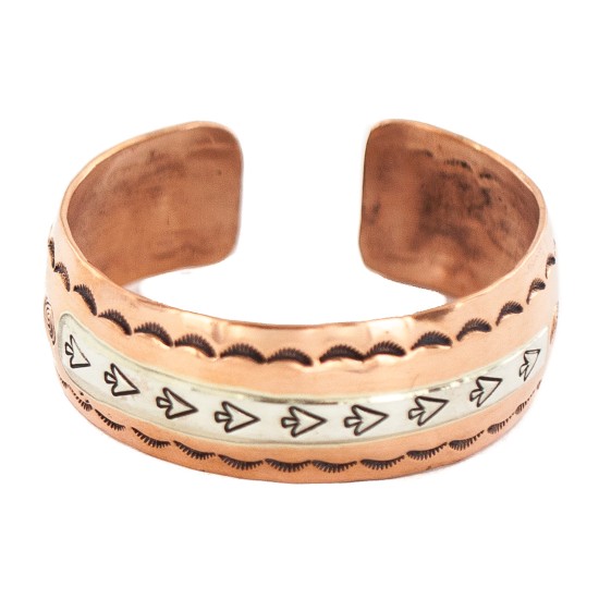 Certified Authentic Navajo .925 Sterling Silver Handmade Arrow head Feather Maze Native American Pure Copper Bracelet 13097-16 Certified Authentic Navajo .925 Sterling Silver Handmade Arrow head Feather Maze Native American Pure Copper Bracelet 13097-16
