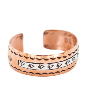 Certified Authentic Navajo .925 Sterling Silver Handmade Arrow head Feather Native American Pure Copper Bracelet 13097-15 Certified Authentic Navajo .925 Sterling Silver Handmade Arrow head Feather Native American Pure Copper Bracelet 13097-15