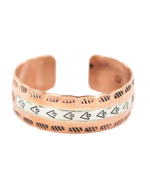 Navajo .925 Sterling Silver Handmade Arrow head Maze Native American Pure Copper Bracelet 13097-24