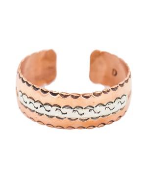 Certified Authentic Navajo .925 Sterling Silver Maze Handmade Native American Pure Copper Bracelet 13097-18 Certified Authentic Navajo .925 Sterling Silver Maze Handmade Native American Pure Copper Bracelet 13097-18