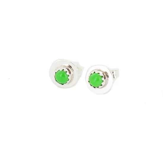 Navajo .925 Sterling Silver Natural Gaspeite Native American Stud Earrings 27229 Navajo .925 Sterling Silver Natural Gaspeite Native American Stud Earrings 27229