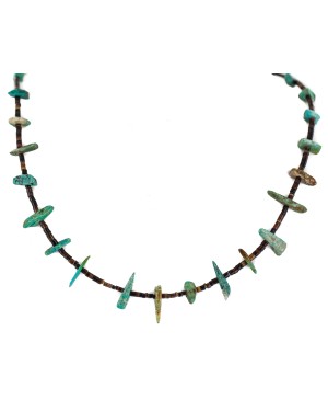Certified Authentic Navajo .925 Sterling Silver Natural Turquoise Native American Necklace 18192