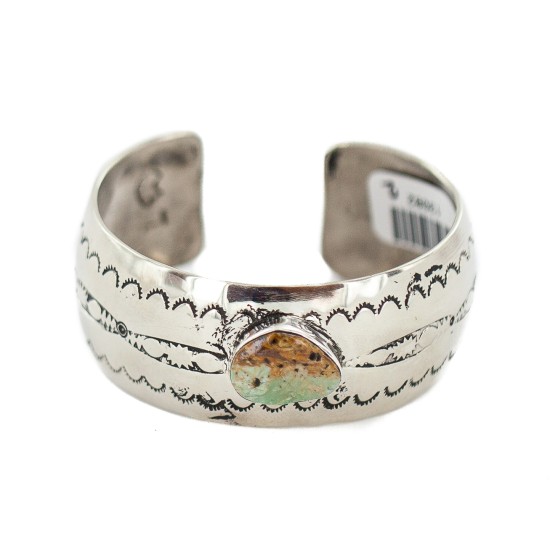 Certified Authentic Navajo Handmade Natural Turquoise Native American Nickel Bracelet 13082-2 Certified Authentic Navajo Handmade Natural Turquoise Native American Nickel Bracelet 13082-2