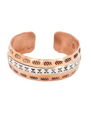 Certified Authentic Papillon Maze Feather Navajo .925 Sterling Silver Handmade Native American Pure Copper Bracelet  13097-21