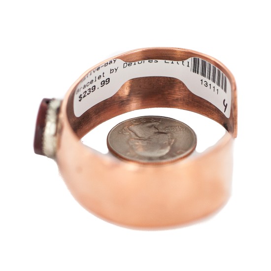 Certified Authentic Navajo Handmade Natural Red Jasper Native American Pure Copper Bracelet 13111-4