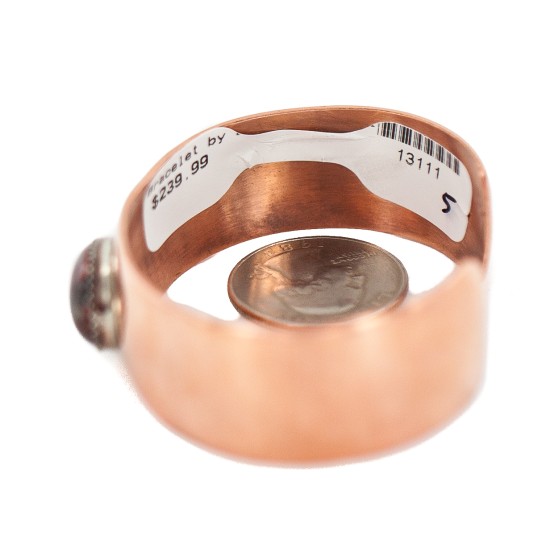 Certified Authentic Handmade Navajo Natural Red Jasper Native American Pure Copper Bracelet 13111-5