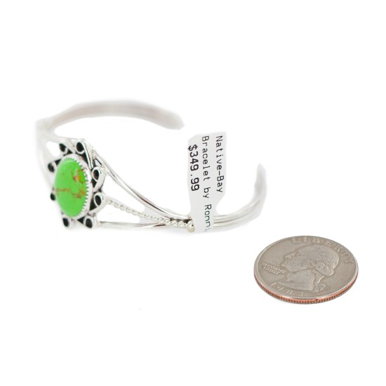 Handmade Navajo Certified Authentic .925 Sterling Silver Natural Gaspeite Native American Bracelet 13108-2