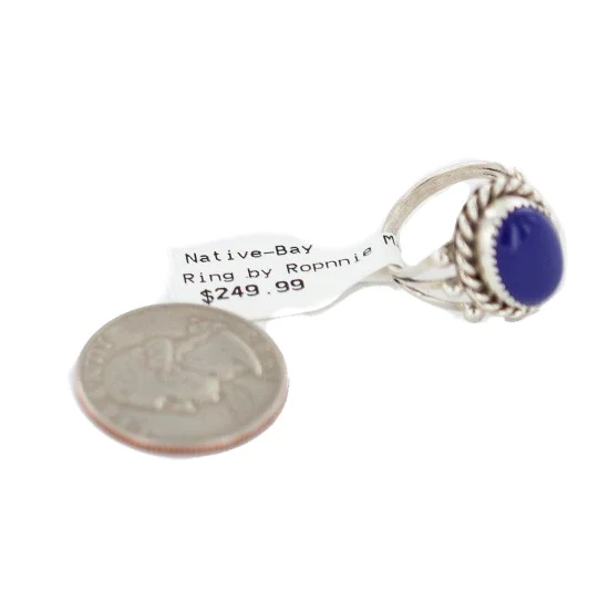 Handmade Navajo .925 Sterling Silver Natural Lapis Native American Ring Size 6 13106-5