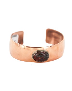Certified Authentic Handmade Navajo Natural Red Jasper Native American Pure Copper Bracelet 13111-5