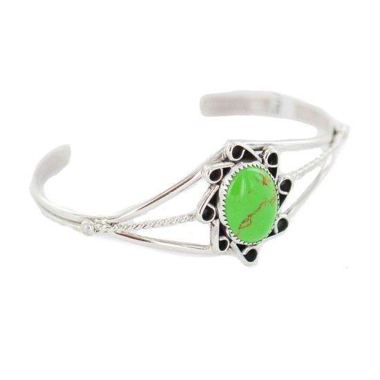 Handmade Navajo Certified Authentic .925 Sterling Silver Natural Gaspeite Native American Bracelet 13108-2