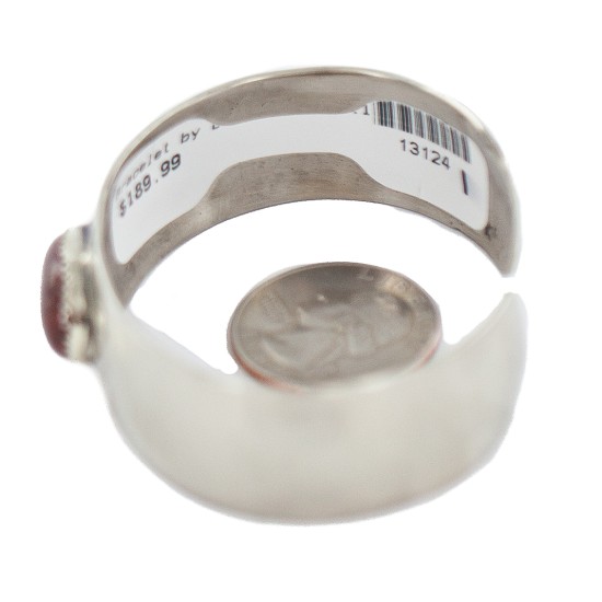 Certified Authentic Navajo Handmade Natural Red Jasper Native American Nickel Bracelet 13124-1