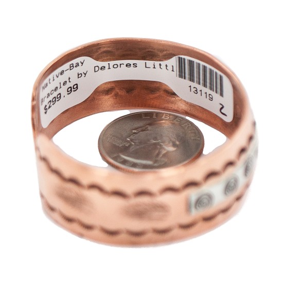 Certified Authentic .925 Sterling Silver Feather Maze Handmade Navajo Native American Pure Copper Bracelet 13119-2