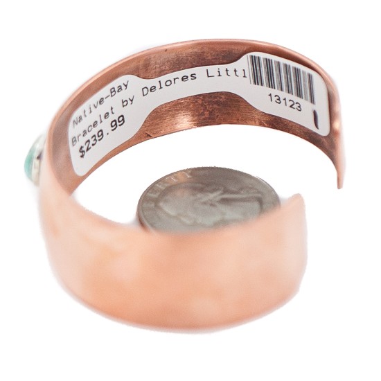 Certified Authentic Handmade Navajo Natural Turquoise Native American Pure Copper Bracelet 13123-1