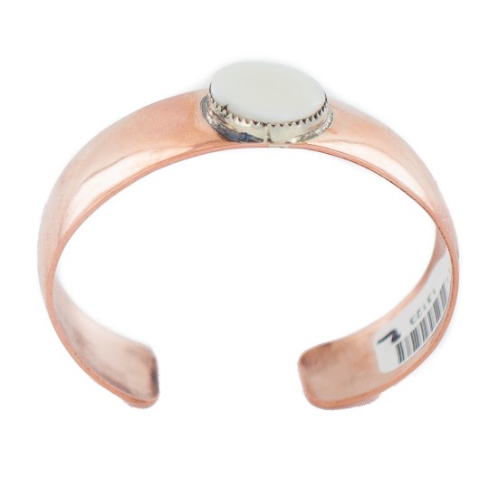 Certified Authentic Navajo Handmade Natural Mother of Pearl Native American Pure Copper Bracelet 13123-2