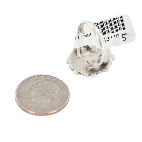 Sun Navajo Certified Authentic .925 Sterling Silver Handmade White Howlite Native American Ring 13115-5