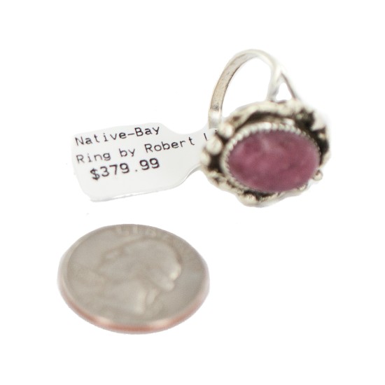 Navajo .925 Sterling Silver Certified Authentic Handmade Charoite Native American Ring Size 8 3/4 18203-4