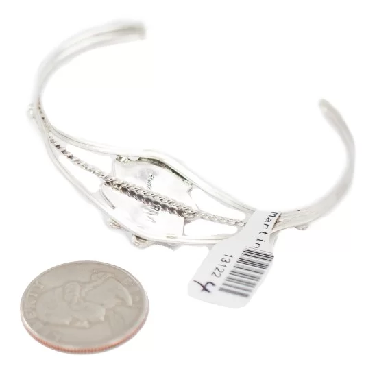 Navajo .925 Sterling Silver Handmade White Howlite Native American Bracelet 13122-4 Navajo .925 Sterling Silver Handmade White Howlite Native American Bracelet 13122-4