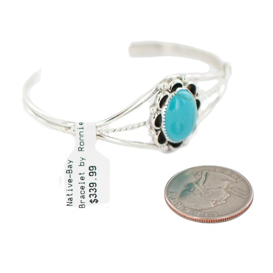Navajo .925 Sterling Silver Handmade Certified Authentic Natural Turquoise Native American Bracelet 13122-1