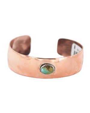 Certified Authentic Handmade Navajo Natural Turquoise Native American Pure Copper Bracelet 13123-1