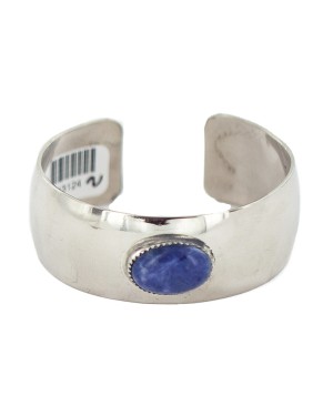 Certified Authentic Navajo Handmade Natural Lapis Native American Nickel Bracelet 13124-2