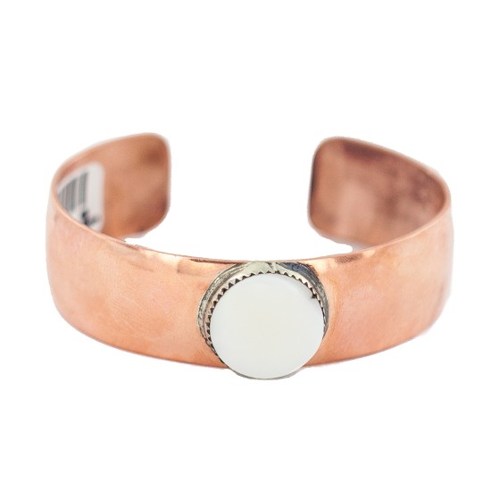 Certified Authentic Navajo Handmade Natural Mother of Pearl Native American Pure Copper Bracelet 13123-2