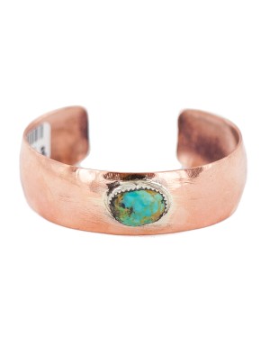 Certified Authentic Navajo Handmade Natural Turquoise Native American Pure Copper Bracelet 13123-3