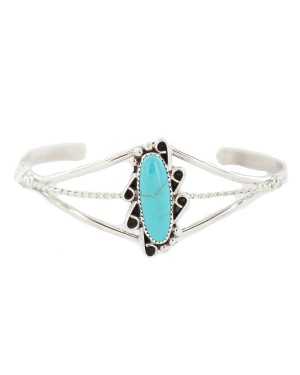Navajo .925 Sterling Silver Certified Authentic Handmade Natural Turquoise Native American Bracelet 13122-3