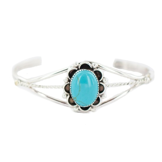 Navajo .925 Sterling Silver Handmade Certified Authentic Natural Turquoise Native American Bracelet 13122-1