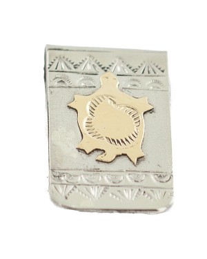 Turtle Certified Authentic 12kt Gold Filled and .925 Sterling Silver Handmade Navajo Native American Money Clip 11266-1