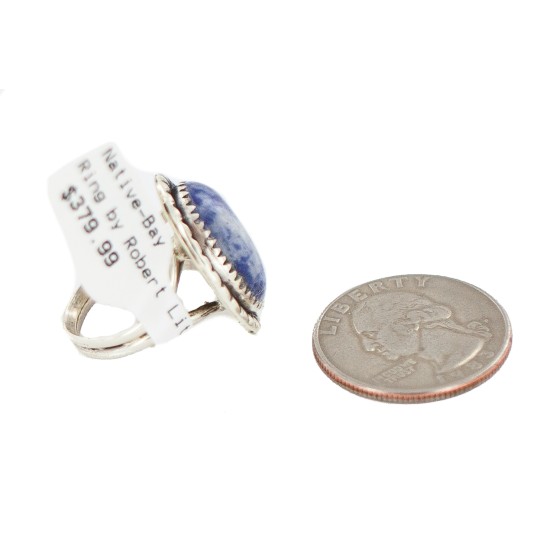 Navajo .925 Sterling Silver Certified Authentic Handmade Natural Lapis Native American Ring Size 8 18203-3
