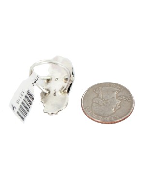 Leaf Navajo .925 Sterling Silver Certified Authentic Handmade Natural Malachite Native American Ring Size 6 1/2  13116-4