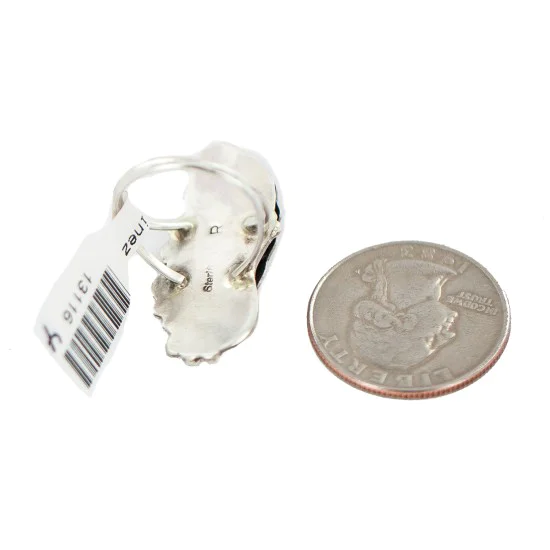 Leaf Navajo .925 Sterling Silver Handmade Natural Malachite Native American Ring Size 6 1/2 13116-4 Leaf Navajo .925 Sterling Silver Handmade Natural Malachite Native American Ring Size 6 1/2 13116-4