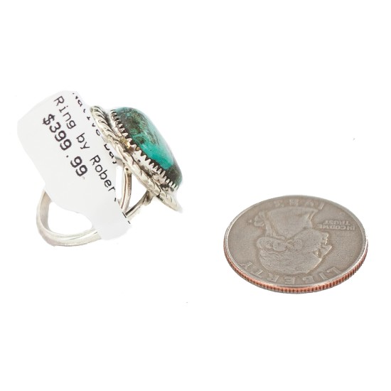 Navajo .925 Sterling Silver Certified Authentic Handmade Turquoise Native American Ring Size 8 18202-3