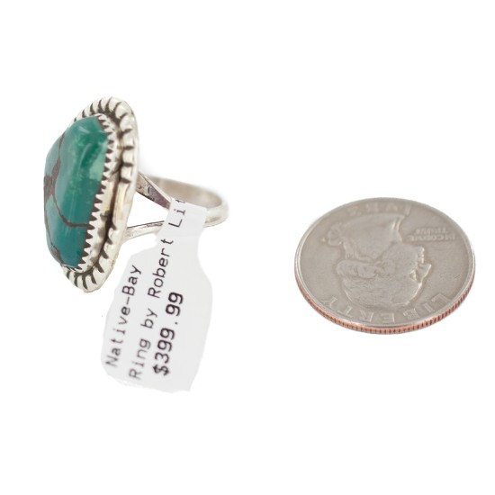 Navajo .925 Sterling Silver Certified Authentic Handmade Turquoise Native American Ring Size 8 1/2 18202-1