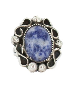 Navajo .925 Sterling Silver Certified Authentic Handmade Natural Lapis Native American Ring Size 8 18203-1