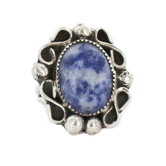 Navajo .925 Sterling Silver Certified Authentic Handmade Natural Lapis Native American Ring Size 8 18203-1