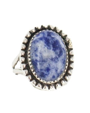 Navajo .925 Sterling Silver Certified Authentic Handmade Natural Lapis Native American Ring Size 8 18203-3