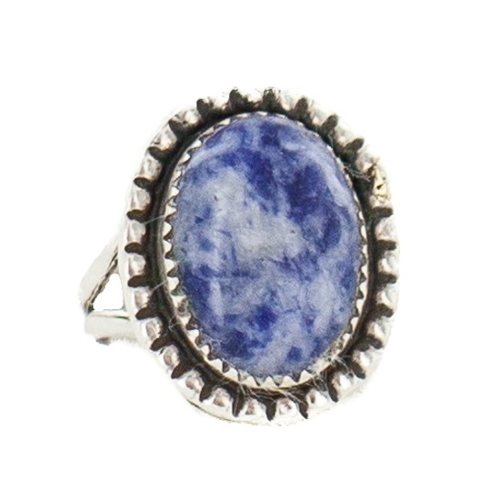 Navajo .925 Sterling Silver Certified Authentic Handmade Natural Lapis Native American Ring Size 8 18203-3