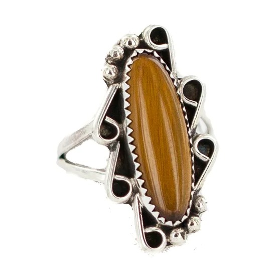 Navajo .925 Sterling Silver Handmade Natural Tigers Eye Native American Ring Size 6 1/2 13114-4 Navajo .925 Sterling Silver Handmade Natural Tigers Eye Native American Ring Size 6 1/2 13114-4