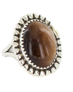 Navajo .925 Sterling Silver Certified Authentic Handmade Natural Tigers Eye Native American Ring Size 7 18203-7