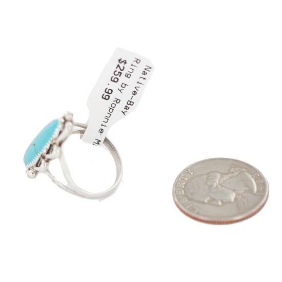 Navajo .925 Sterling Silver Certified Authentic Handmade Natural Turquoise Native American Ring Size 9  13114-2