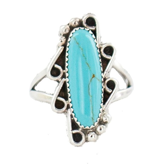 Navajo .925 Sterling Silver Certified Authentic Handmade Natural Turquoise Native American Ring Size 9  13114-2