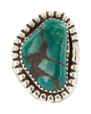 Navajo .925 Sterling Silver Certified Authentic Handmade Turquoise Native American Ring Size 8 1/2 18202-1