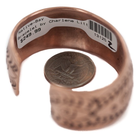 Certified Authentic Navajo Swirl Handmade Native American Pure Copper Bracelet 13125-2