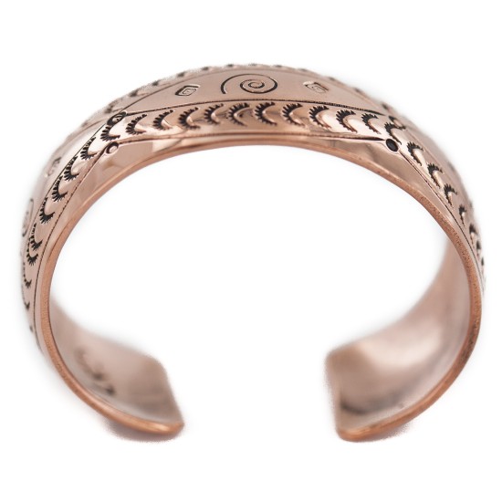 Certified Authentic Navajo Swirl Handmade Native American Pure Copper Bracelet 13125-2