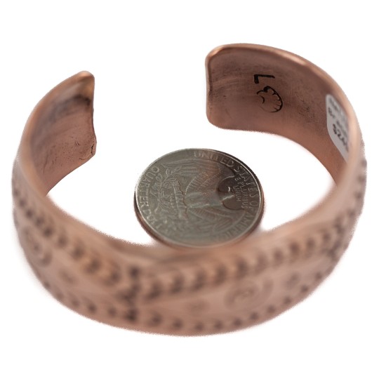 Certified Authentic Navajo Swirl Handmade Native American Pure Copper Bracelet 13125-2