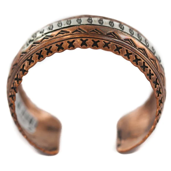 Feather Navajo .925 Sterling Silver Handmade Native American Pure Copper Bracelet 12865-2 Feather Navajo .925 Sterling Silver Handmade Native American Pure Copper Bracelet 12865-2