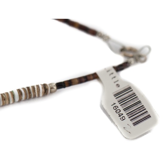 Bear Certified Authentic Navajo .925 Sterling Silver Natural Hematite Graduated Heishi Turquoise Jasper Native American Necklace 16049-2