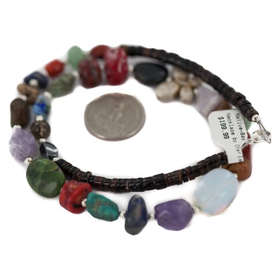 Butterfly Certified Authentic Navajo .925 Sterling Silver Natural Multicolor Stones Native American Necklace 15778-00