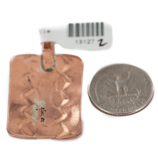 Handmade Certified Authentic Navajo Pure .925 Sterling Silver Native American Copper Pendant 13127-2